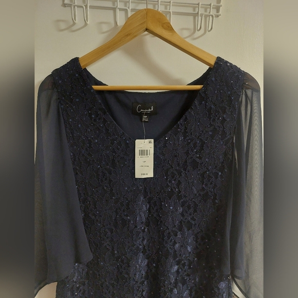 Connected Apparel Navy Long Sleeve Lace Dress - Picture 3 of 6